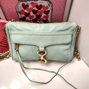 💚GUC Rebecca Minkoff Brand Genuine Pebbled Leather Crossbody Bag, Mint Green
